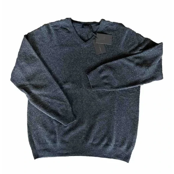 Naadam Mens 100% Cashmere V Neck Pullover Smoke Gray NWT XL